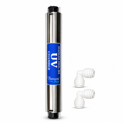 Bareeze Pure Stainless Steel UV Chamber with Elbows for RO Water Purifier Compatible with 8W UV lamp and 11 UV lamp. SS UV Barrel